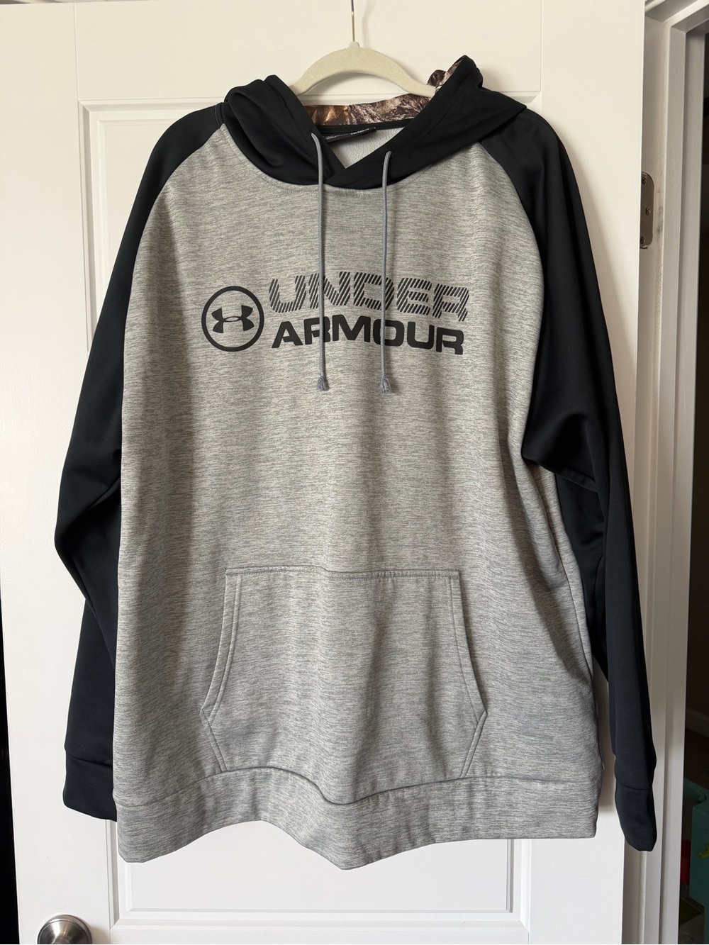 Under Armour Gray and Black Pullover Hoodie with Logo